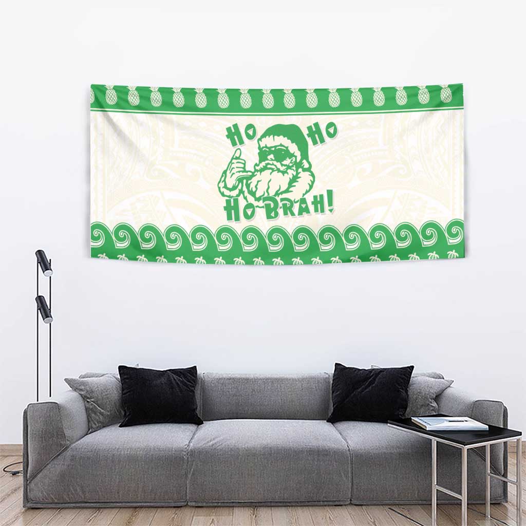 Green Mele Kalikimaka Hawaii Tapestry Funny Ho Ho Ho Santa Shaka LT14 - Polynesian Pride