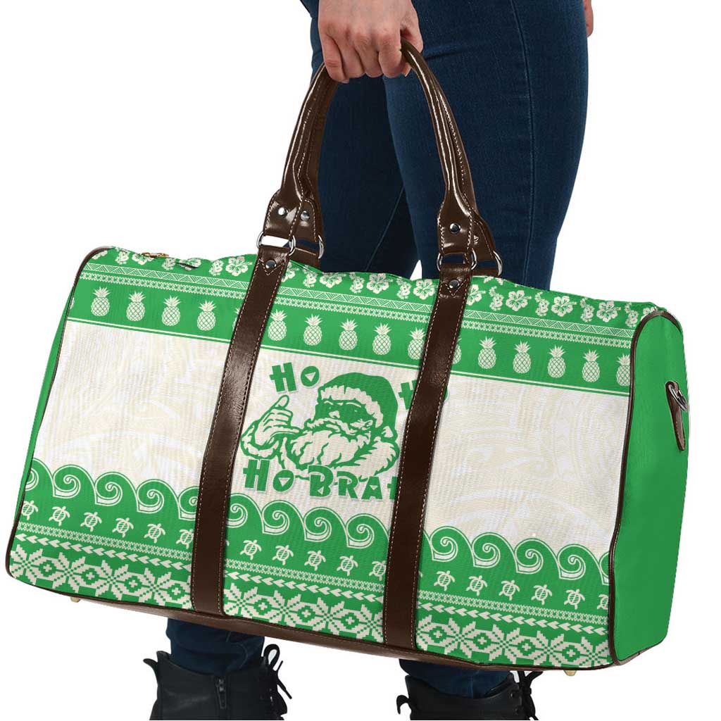Green Mele Kalikimaka Hawaii Travel Bag Funny Ho Ho Ho Santa Shaka - Polynesian Pride