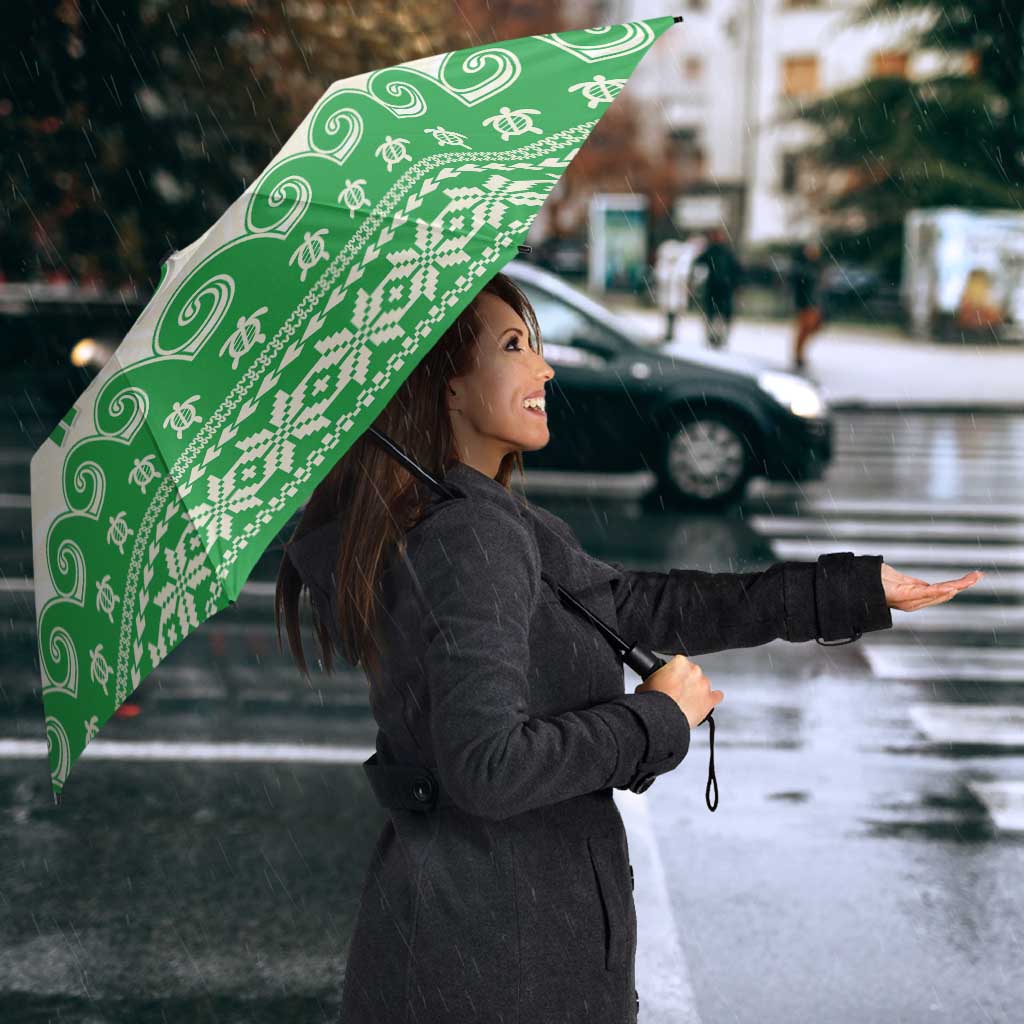 Green Mele Kalikimaka Hawaii Umbrella Funny Ho Ho Ho Santa Shaka - Polynesian Pride