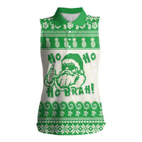 Green Mele Kalikimaka Hawaii Women Sleeveless Polo Shirt Funny Ho Ho Ho Santa Shaka LT14 Female Green - Polynesian Pride