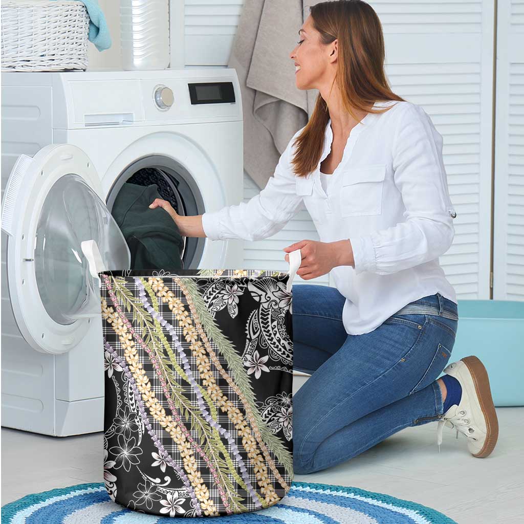 Black Palaka Hawaii Leis Laundry Basket Hawaiian-plaid Elegant Tropical Vibes - Polynesian Pride