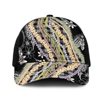 Black Palaka Hawaii Leis Baseball Net Cap Hawaiian-plaid Elegant Tropical Vibes - Polynesian Pride