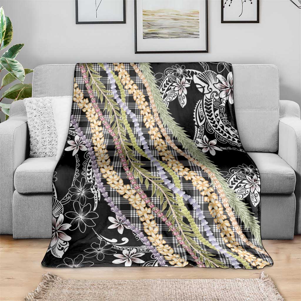 Black Palaka Hawaii Leis Blanket Hawaiian-plaid Elegant Tropical Vibes - Polynesian Pride