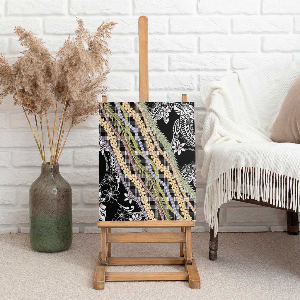 Black Palaka Hawaii Leis Canvas Wall Art Hawaiian-plaid Elegant Tropical Vibes - Polynesian Pride