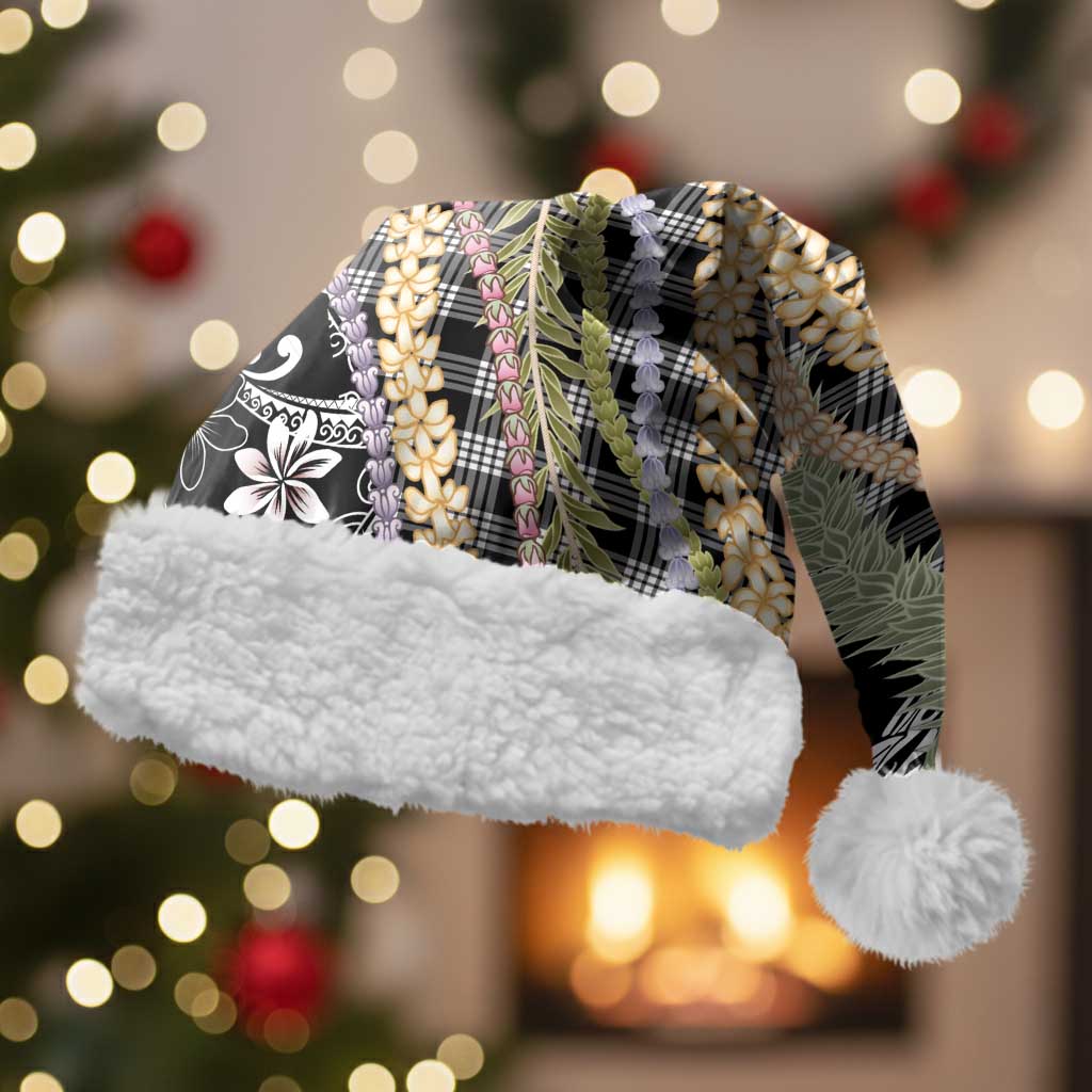 Black Palaka Hawaii Leis Christmas Santa Hat Hawaiian-plaid Elegant Tropical Vibes - Polynesian Pride