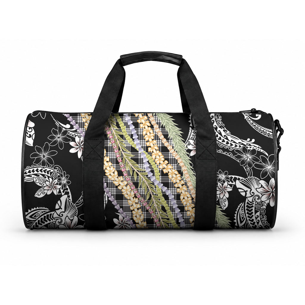 Black Palaka Hawaii Leis Duffle Bag Hawaiian-plaid Elegant Tropical Vibes