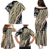 Black Palaka Hawaii Leis Family Matching Puletasi and Hawaiian Shirt Hawaiian-plaid Elegant Tropical Vibes LT14 - Polynesian Pride