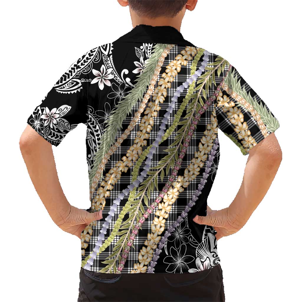 Black Palaka Hawaii Leis Family Matching Summer Maxi Dress and Hawaiian Shirt Hawaiian-plaid Elegant Tropical Vibes LT14 - Polynesian Pride