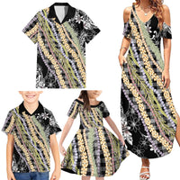 Black Palaka Hawaii Leis Family Matching Summer Maxi Dress and Hawaiian Shirt Hawaiian-plaid Elegant Tropical Vibes LT14 - Polynesian Pride