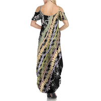 Black Palaka Hawaii Leis Family Matching Summer Maxi Dress and Hawaiian Shirt Hawaiian-plaid Elegant Tropical Vibes LT14 - Polynesian Pride