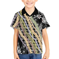 Black Palaka Hawaii Leis Family Matching Summer Maxi Dress and Hawaiian Shirt Hawaiian-plaid Elegant Tropical Vibes LT14 Son's Shirt Black - Polynesian Pride
