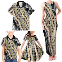 Black Palaka Hawaii Leis Family Matching Tank Maxi Dress and Hawaiian Shirt Hawaiian-plaid Elegant Tropical Vibes LT14 - Polynesian Pride