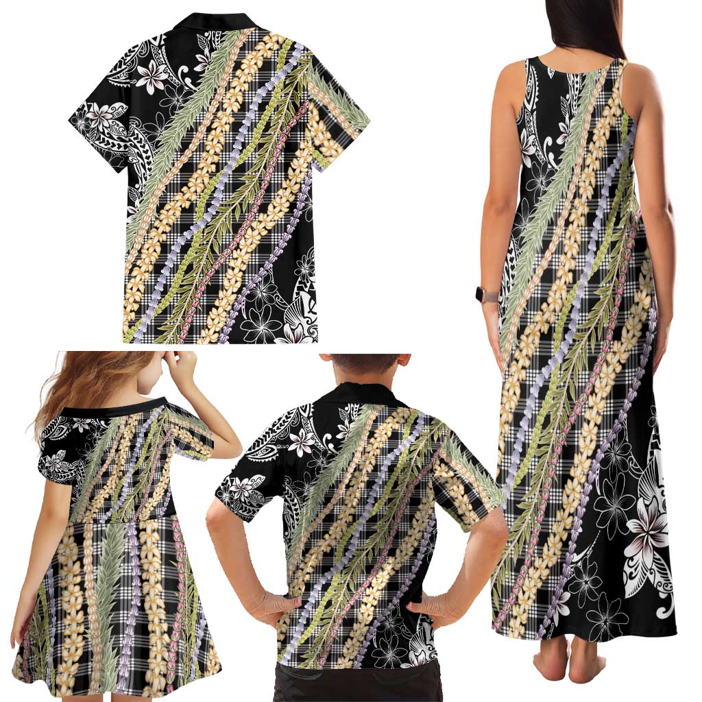 Black Palaka Hawaii Leis Family Matching Tank Maxi Dress and Hawaiian Shirt Hawaiian-plaid Elegant Tropical Vibes LT14 - Polynesian Pride