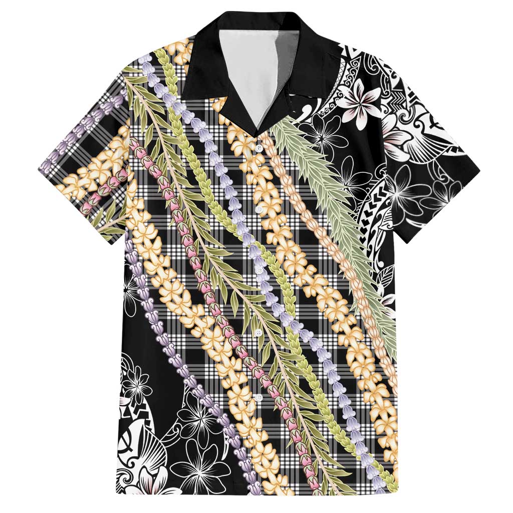 Black Palaka Hawaii Leis Hawaiian Shirt Hawaiian-plaid Elegant Tropical Vibes - Polynesian Pride