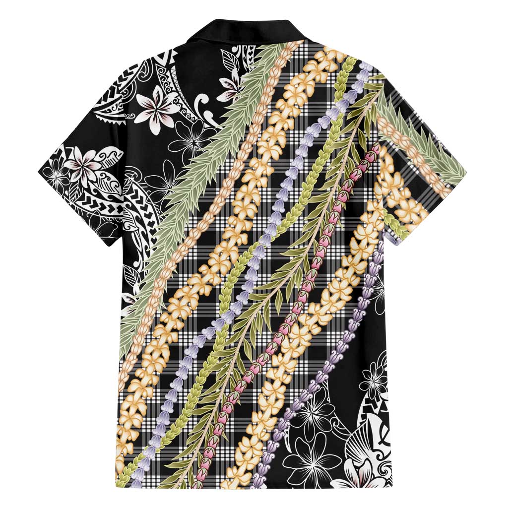 Black Palaka Hawaii Leis Hawaiian Shirt Hawaiian-plaid Elegant Tropical Vibes - Polynesian Pride