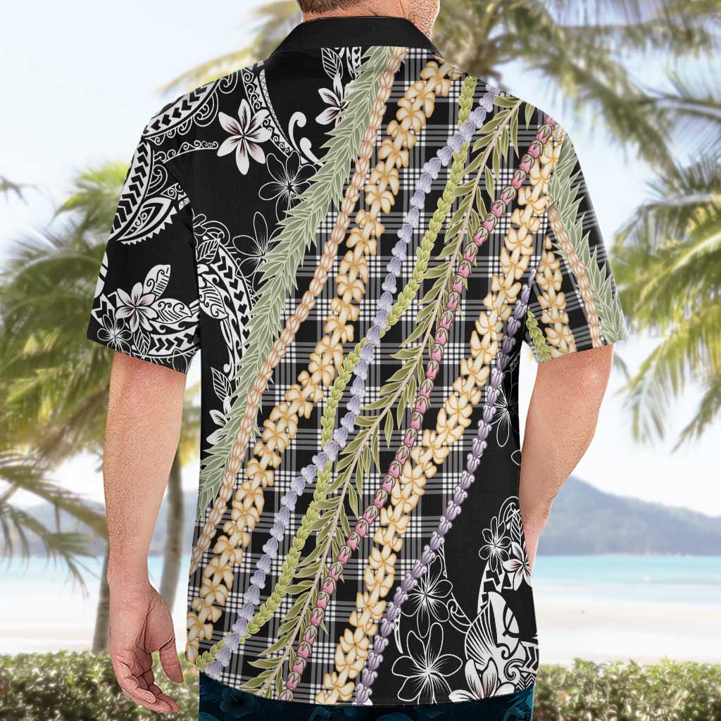 Black Palaka Hawaii Leis Hawaiian Shirt Hawaiian-plaid Elegant Tropical Vibes - Polynesian Pride