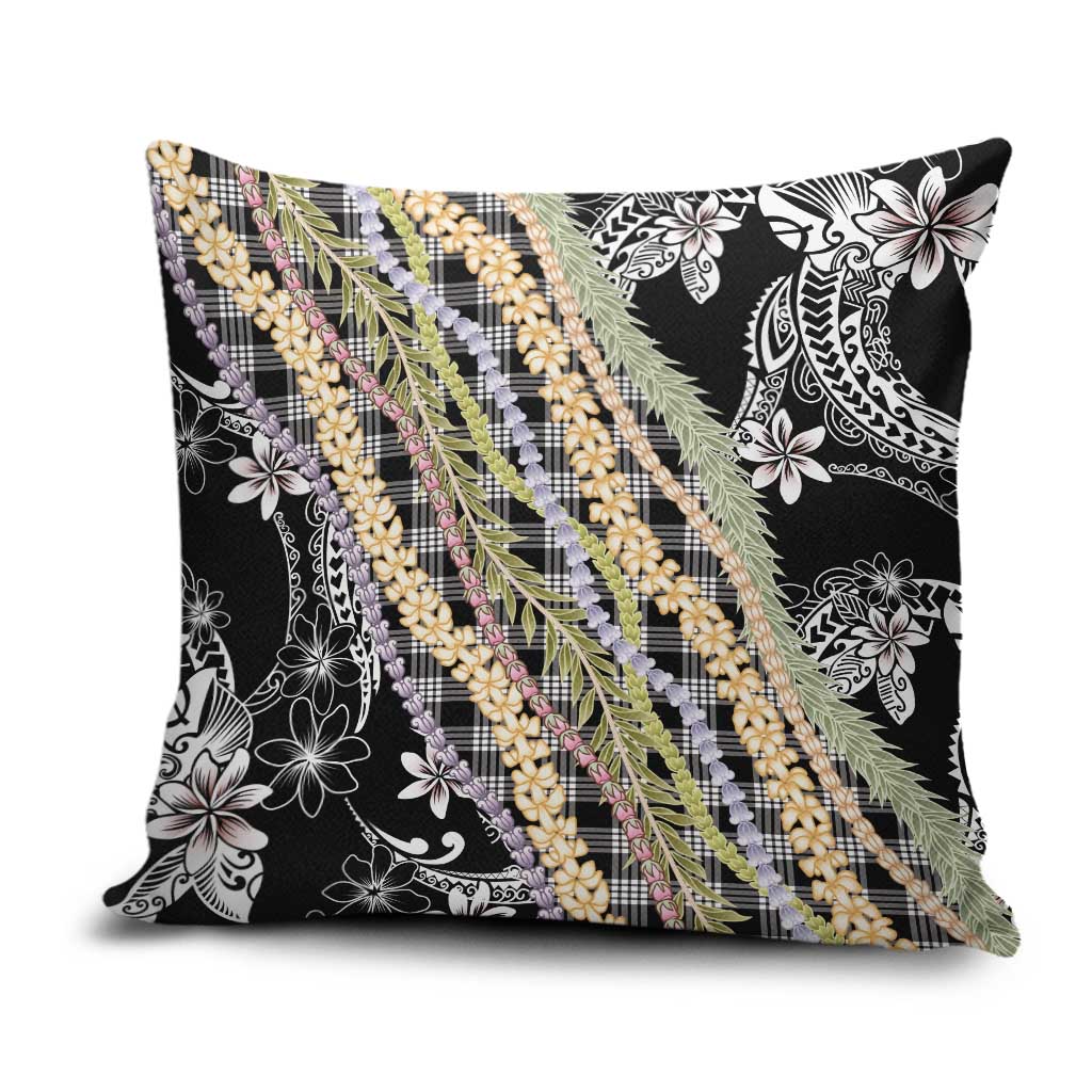 Black Palaka Hawaii Leis Pillow Cover Hawaiian-plaid Elegant Tropical Vibes LT14 Black - Polynesian Pride