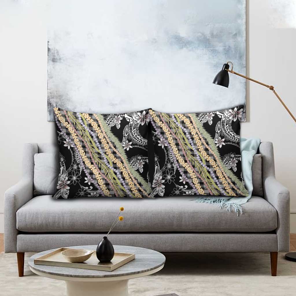 Black Palaka Hawaii Leis Pillow Cover Hawaiian-plaid Elegant Tropical Vibes LT14 - Polynesian Pride