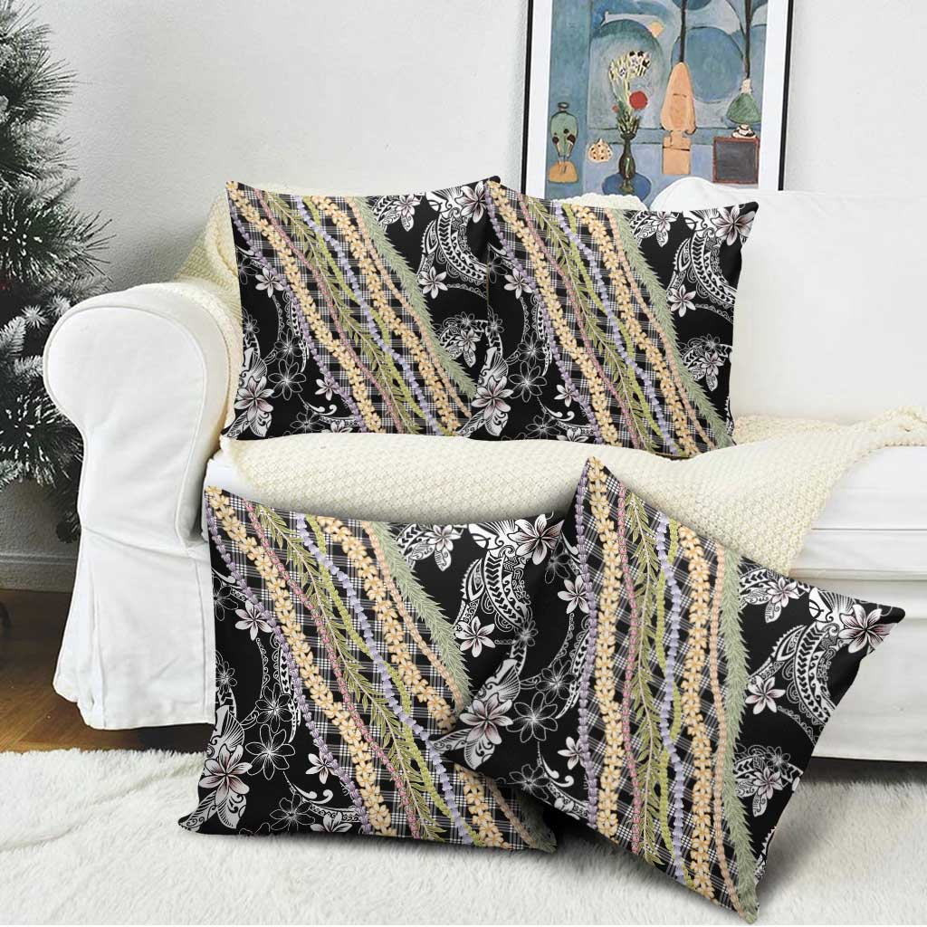 Black Palaka Hawaii Leis Pillow Cover Hawaiian-plaid Elegant Tropical Vibes LT14 - Polynesian Pride
