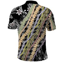Black Palaka Hawaii Leis Polo Shirt Hawaiian-plaid Elegant Tropical Vibes - Polynesian Pride