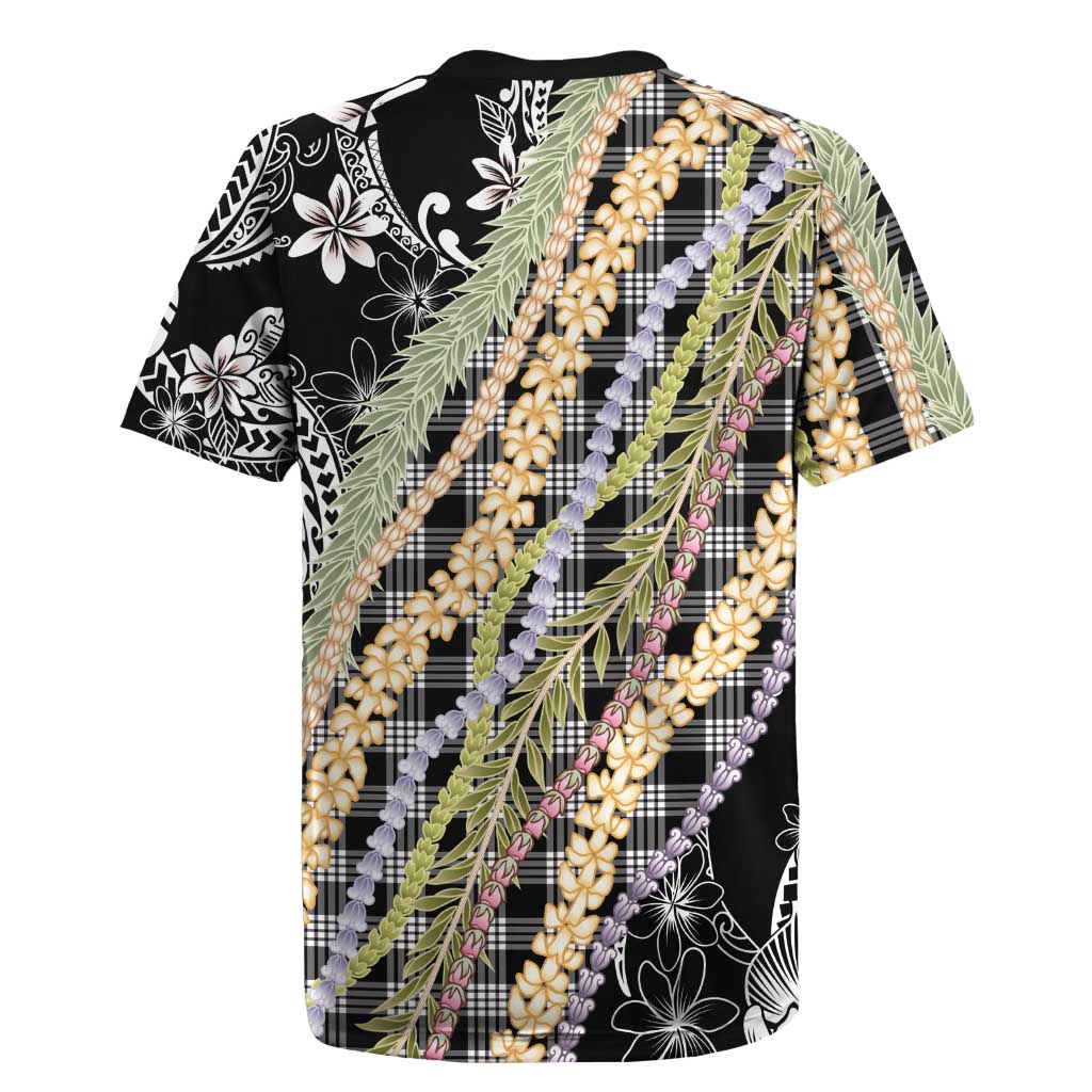 Black Palaka Hawaii Leis Rugby Jersey Hawaiian-plaid Elegant Tropical Vibes - Polynesian Pride