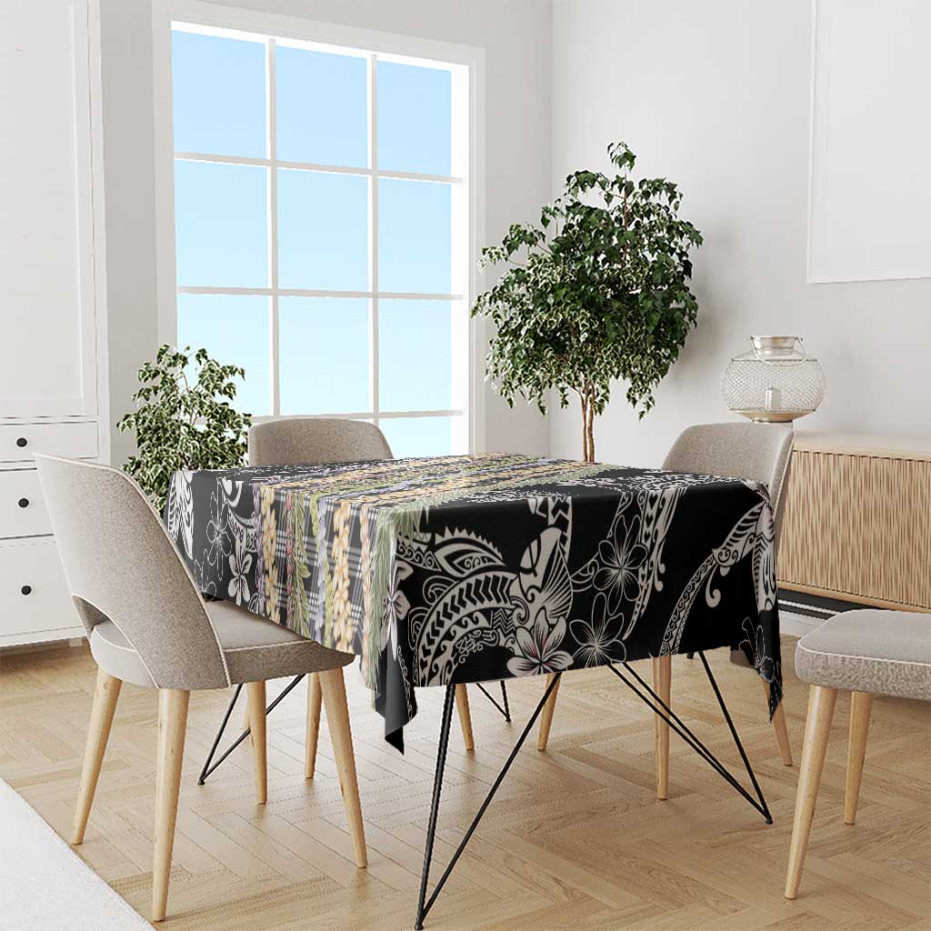 Black Palaka Hawaii Leis Tablecloth Hawaiian-plaid Elegant Tropical Vibes - Polynesian Pride