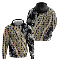Black Palaka Hawaii Leis Zip Hoodie Hawaiian-plaid Elegant Tropical Vibes LT14 - Polynesian Pride