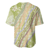 Green Palaka Hawaii Leis Baseball Jersey Hawaiian-plaid Elegant Tropical Vibes - Polynesian Pride