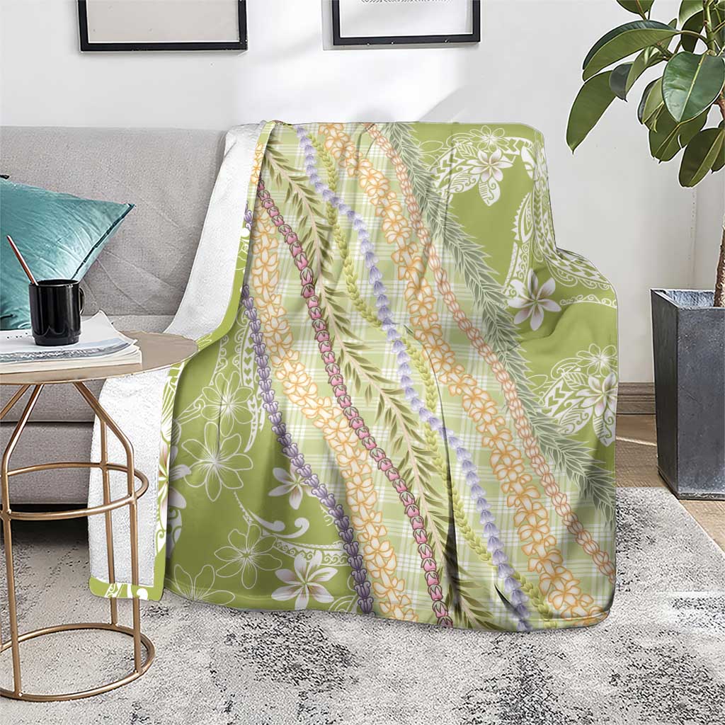 Green Palaka Hawaii Leis Blanket Hawaiian-plaid Elegant Tropical Vibes - Polynesian Pride