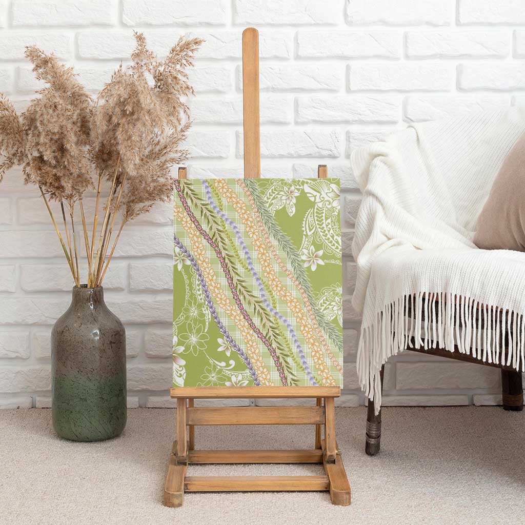 Green Palaka Hawaii Leis Canvas Wall Art Hawaiian-plaid Elegant Tropical Vibes - Polynesian Pride