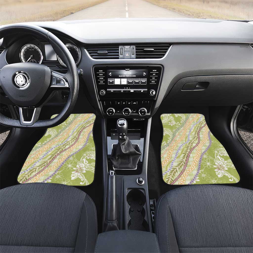 Green Palaka Hawaii Leis Car Mats Hawaiian-plaid Elegant Tropical Vibes - Polynesian Pride