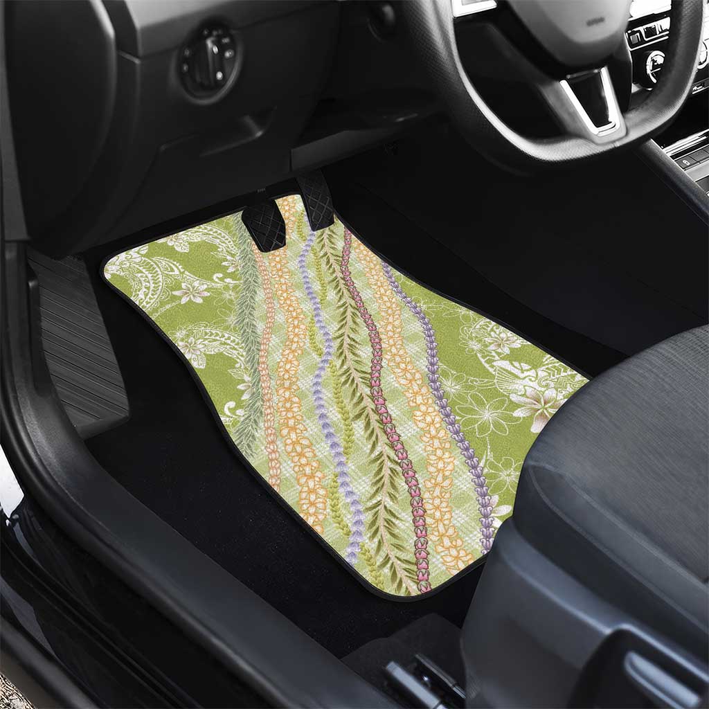 Green Palaka Hawaii Leis Car Mats Hawaiian-plaid Elegant Tropical Vibes - Polynesian Pride