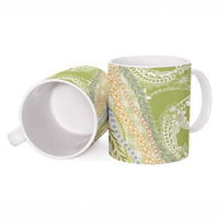 Green Palaka Hawaii Leis Ceramic Mug Hawaiian-plaid Elegant Tropical Vibes LT14 - Polynesian Pride