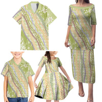 Green Palaka Hawaii Leis Family Matching Puletasi and Hawaiian Shirt Hawaiian-plaid Elegant Tropical Vibes LT14 - Polynesian Pride