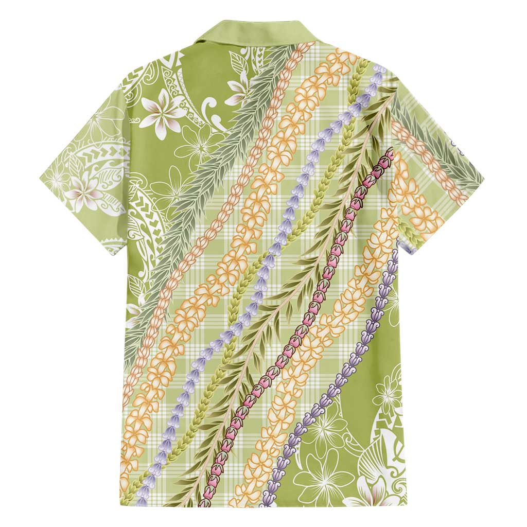 Green Palaka Hawaii Leis Family Matching Short Sleeve Bodycon Dress and Hawaiian Shirt Hawaiian-plaid Elegant Tropical Vibes LT14 - Polynesian Pride
