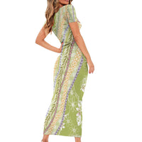 Green Palaka Hawaii Leis Family Matching Short Sleeve Bodycon Dress and Hawaiian Shirt Hawaiian-plaid Elegant Tropical Vibes LT14 - Polynesian Pride
