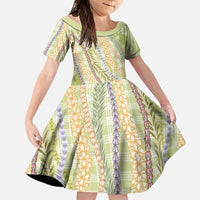 Green Palaka Hawaii Leis Family Matching Tank Maxi Dress and Hawaiian Shirt Hawaiian-plaid Elegant Tropical Vibes LT14 Daughter's Dress Green - Polynesian Pride