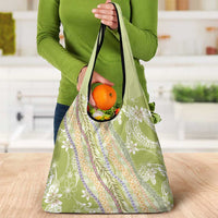 Green Palaka Hawaii Leis Grocery Bag Hawaiian-plaid Elegant Tropical Vibes - Polynesian Pride