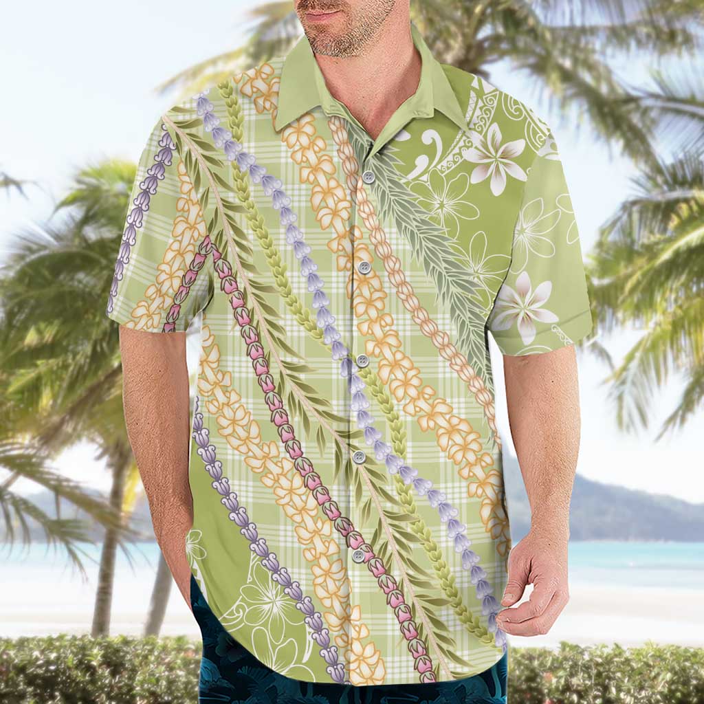 Green Palaka Hawaii Leis Hawaiian Shirt Hawaiian-plaid Elegant Tropical Vibes - Polynesian Pride