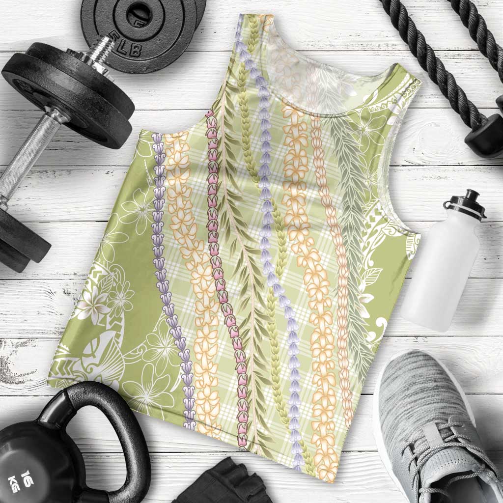 Green Palaka Hawaii Leis Men Tank Top Hawaiian-plaid Elegant Tropical Vibes - Polynesian Pride