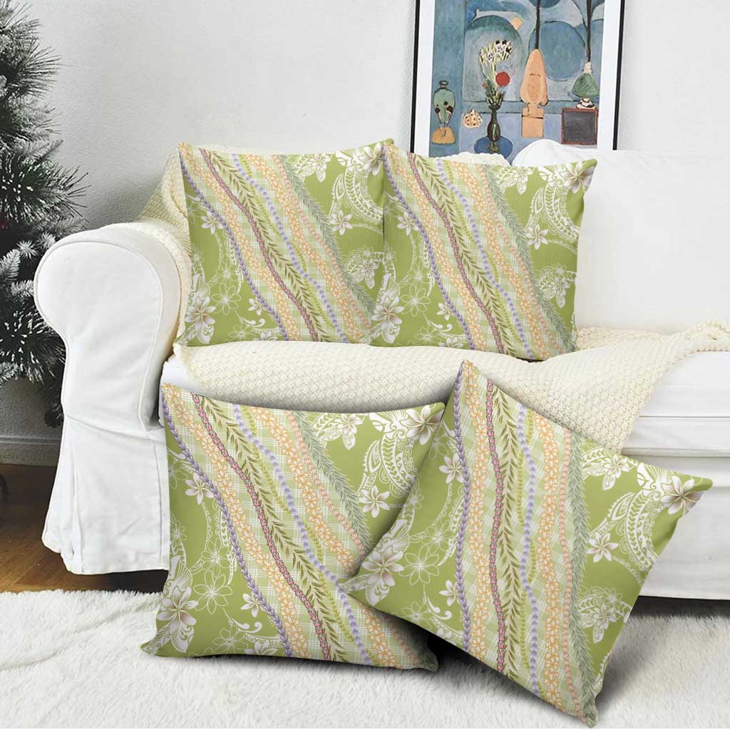 Green Palaka Hawaii Leis Pillow Cover Hawaiian-plaid Elegant Tropical Vibes - Polynesian Pride