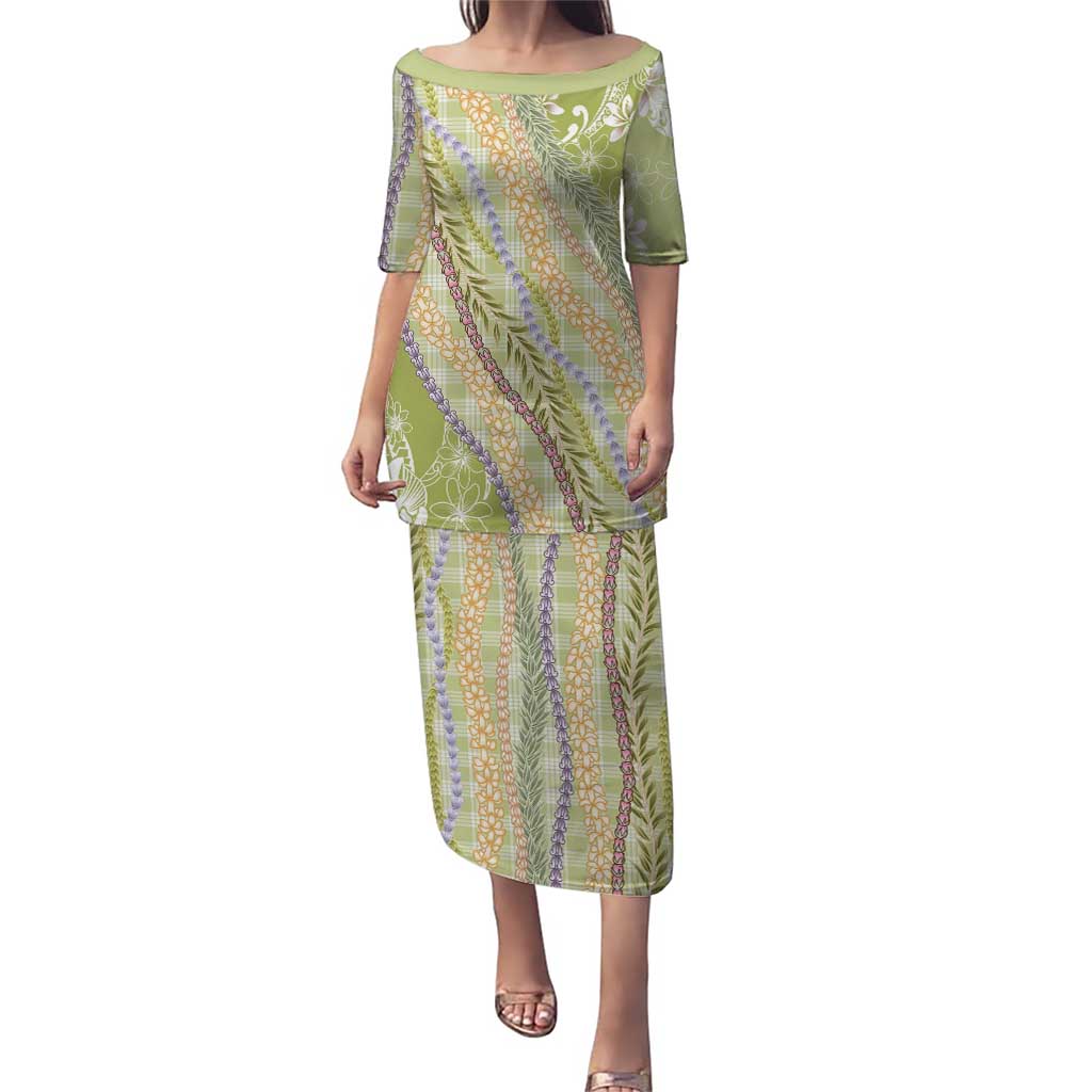 Green Palaka Hawaii Leis Puletasi Hawaiian-plaid Elegant Tropical Vibes - Polynesian Pride