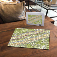 Green Palaka Hawaii Leis Puzzle Hawaiian-plaid Elegant Tropical Vibes - Polynesian Pride