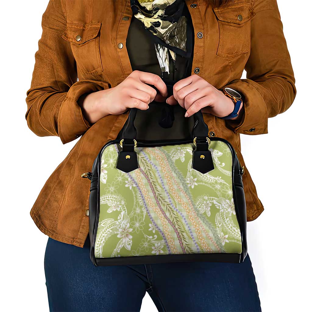 Green Palaka Hawaii Leis Shoulder Handbag Hawaiian-plaid Elegant Tropical Vibes - Polynesian Pride