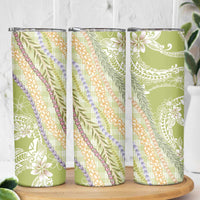 Green Palaka Hawaii Leis Skinny Tumbler Hawaiian-plaid Elegant Tropical Vibes - Polynesian Pride