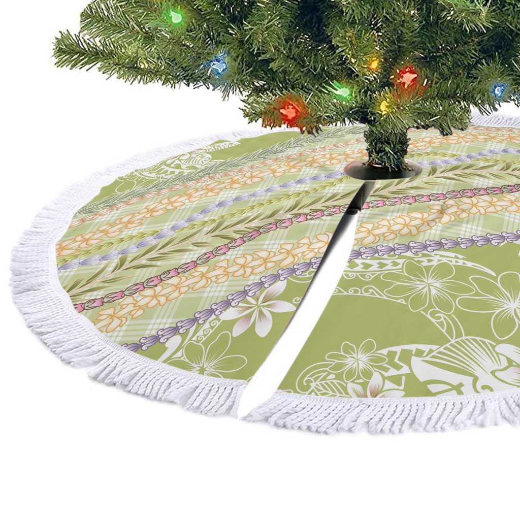 Green Palaka Hawaii Leis Tree Skirt Hawaiian-plaid Elegant Tropical Vibes - Polynesian Pride