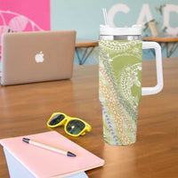 Green Palaka Hawaii Leis Tumbler With Handle Hawaiian-plaid Elegant Tropical Vibes LT14 - Polynesian Pride