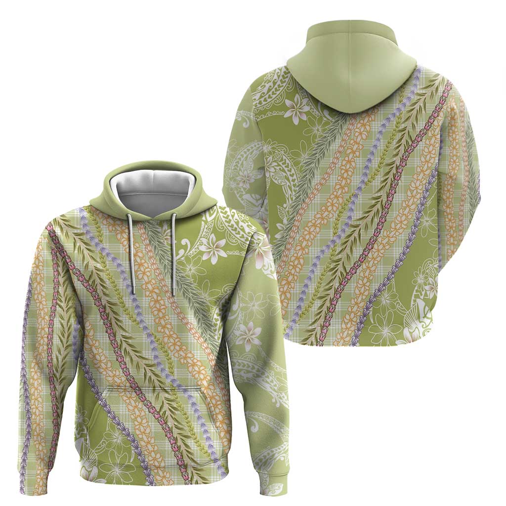 Green Palaka Hawaii Leis Zip Hoodie Hawaiian-plaid Elegant Tropical Vibes - Polynesian Pride