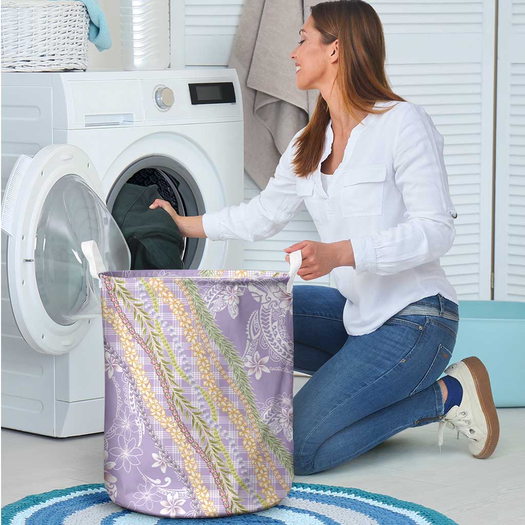 Purple Palaka Hawaii Leis Laundry Basket Hawaiian-plaid Elegant Tropical Vibes - Polynesian Pride