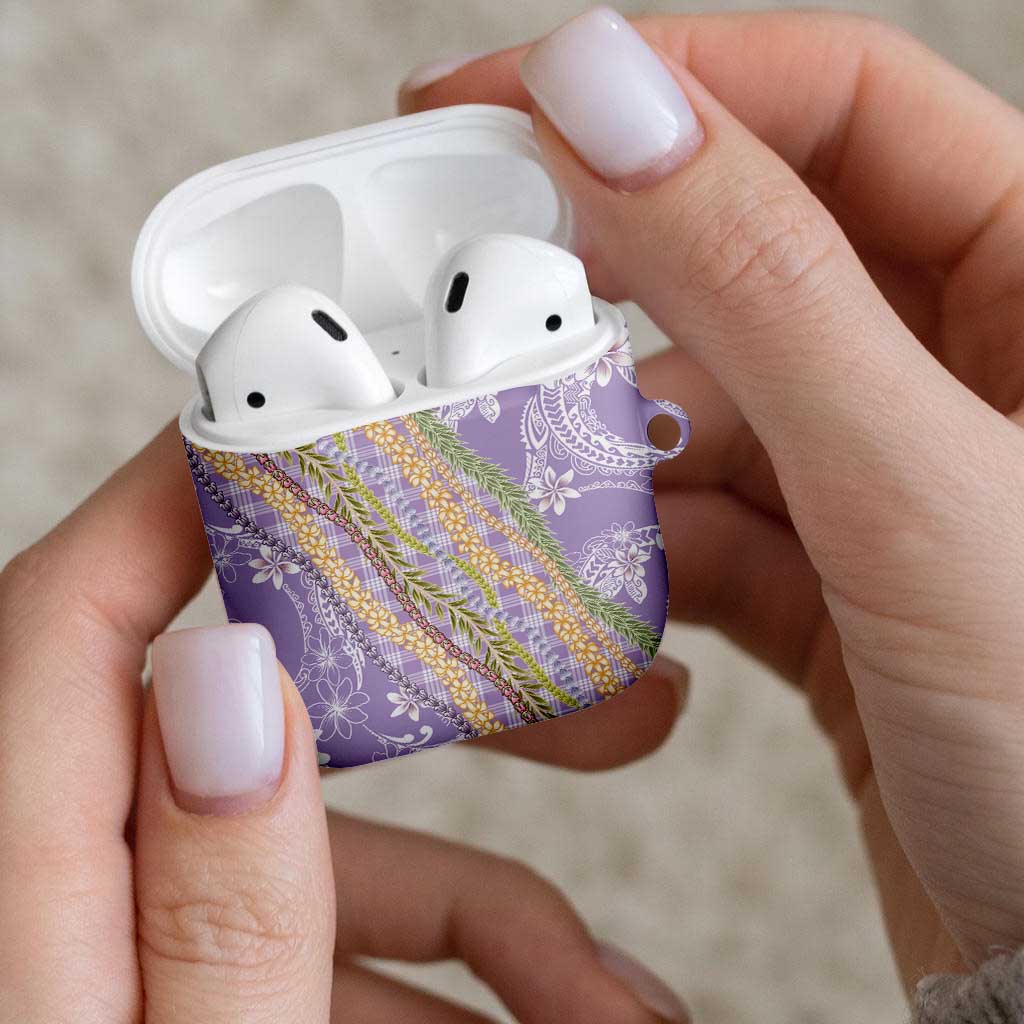 Purple Palaka Hawaii Leis AirPods Case Hawaiian-plaid Elegant Tropical Vibes - Polynesian Pride